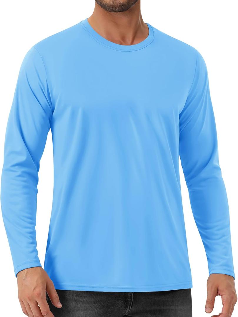 EKLENTSON Men's UPF 80+ Sun Protection Shirts Long Sleeve Rash Gurad Quick Dry Swim Shirt Lightweight (M)