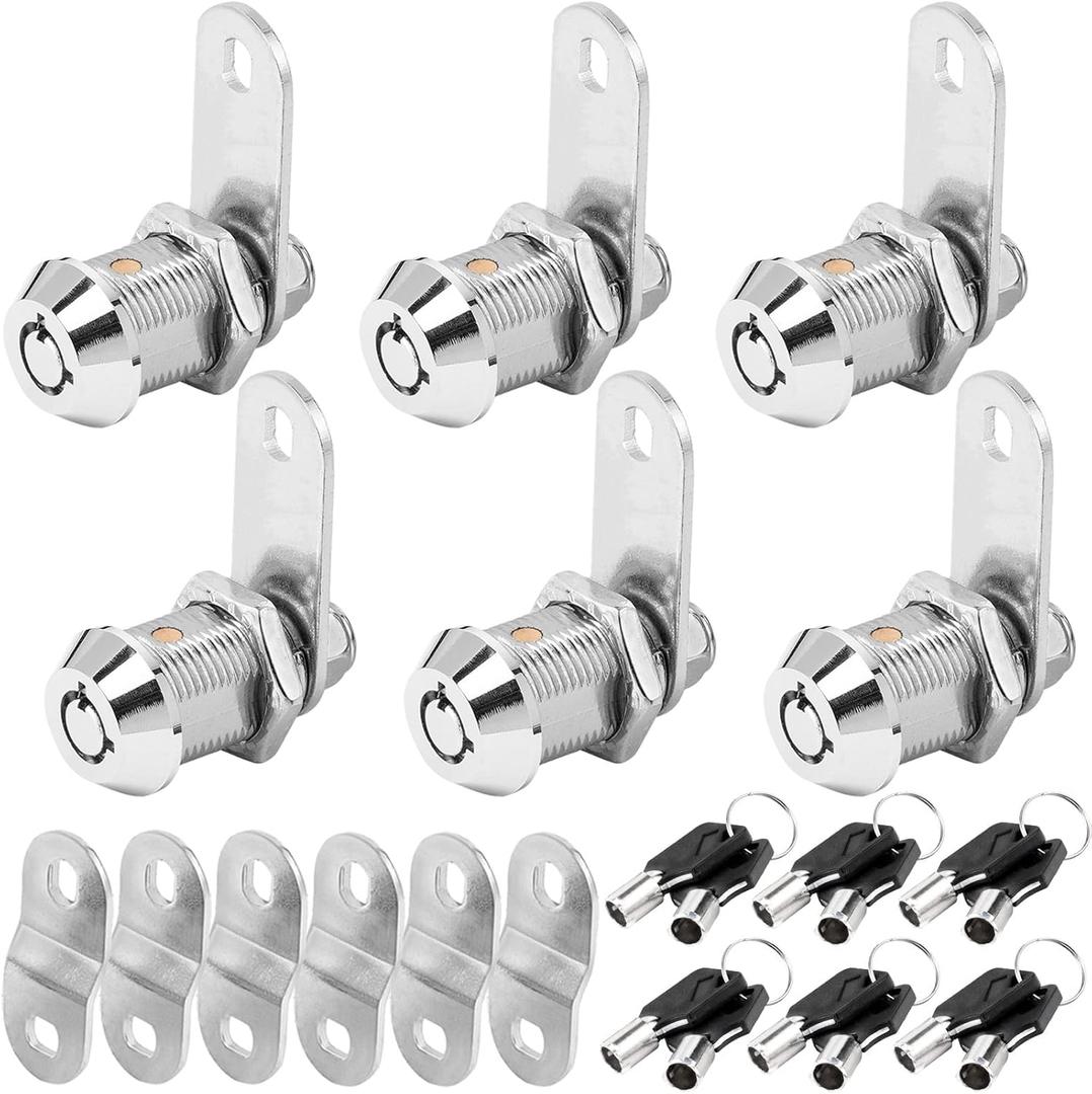 RV Storage Locks - Keyed Alike, 7/8' Fits 9/16' Max Door Thickness, Camper Trailer Cabinet Locks (6 Pack)