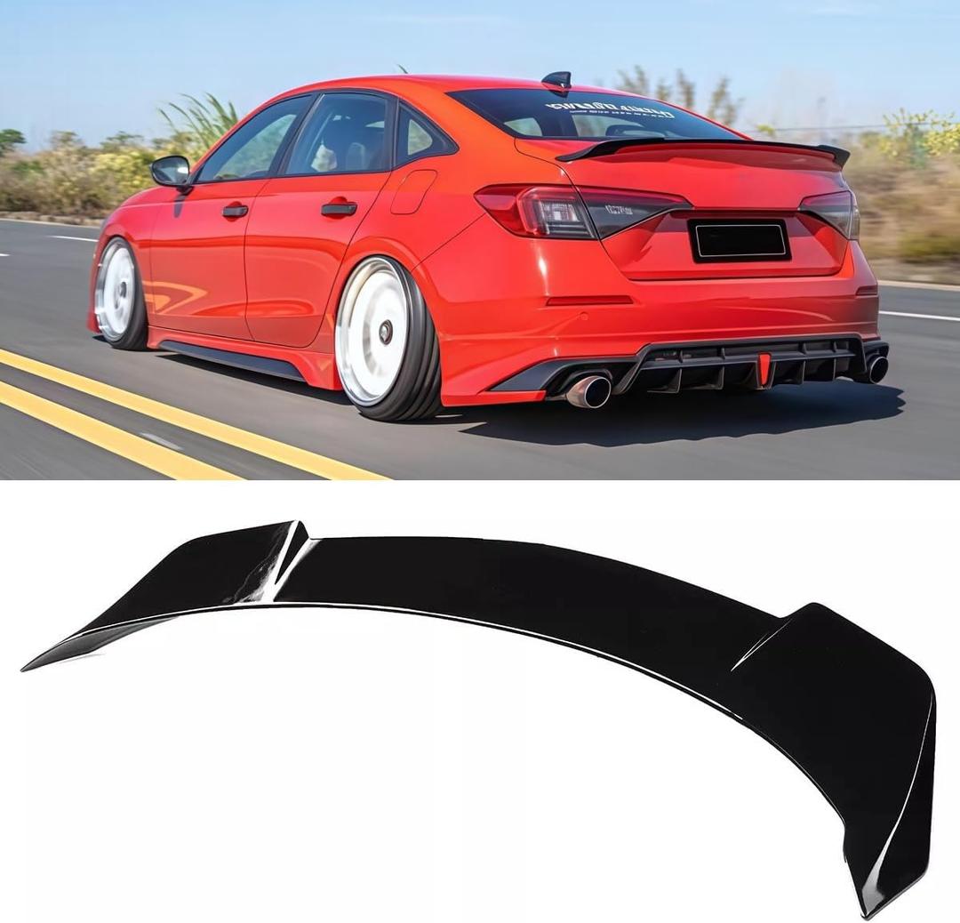 Rear Spoiler Compatible with 2022-2026 Honda Civic, Glossy Black Trunk Exterior High Kick Tail Deck Lid Wing Lip Splitter Fit for 2022 2023 2024 2025 2026 4-Door Sedan