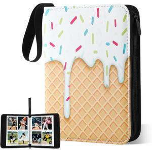 Ice Cream Drip Baseball Card Binder Trading Card Binder Portable Collector Cardholder Baseball Album Case for Boys Sports Game Supplies(Ice Cream,White,440 Pocket)
