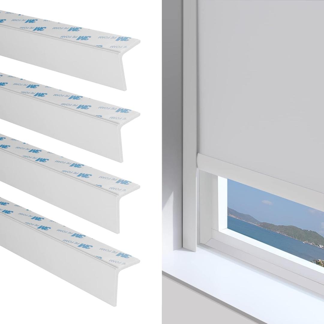 ZSTARR PVC Light Gap Blockers for Window Shades White 58" 4pcs