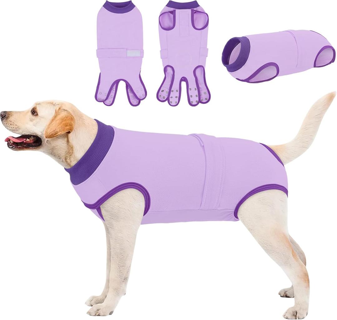 Queenmore Recovery Suit for Dogs Cats After Surgery, Dog Surgical Recovery Suit, Professional Pet Surgical Siut, Prevent Licking Dog Body Suits, Surgical Clothes for Abdominal Wounds, Purple,2XL (XX-Large)