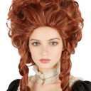 Colonial Wigs for Women Claret Red Victorian Court Vintage Wig Baroque Fluffy Beehive Wigs Halloween Costume Party Dress Wig, 18 x 8 x 16 inches