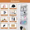 VyGrow Over The Door Organizer, Metal Door Organizer Hanging with 5 Adjustable Baskets and Coat Hook, Behind The Door Storage for Bedroom Closet Bathroom Pantry Cabinet Kitchen, White
