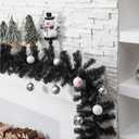 Jutom 13.2 ft Valentine's Garlands with 16.4 ft LED Lights Artificial Garland Romantic Pine Valentine Garland Decoration for Stairs Fireplace Mantel Front Door Porch Holiday Party(Black)