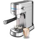 wirsh Espresso Machine,20 Bar Semi-Automatic Espresso Maker with Pressure Gauge, Steam Wand, Stainless Steel Expresso Coffee Machine for Espresso/Latte/Cappuccino, Touch Screen,Home Barista Plus