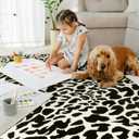 YIHOUSE Leopard Rug for Living Room, 5x7 Black and White Cute Cheetah Print Rug Modern Washable Ultra-Thin Animal Printed Rugs for Bedroom, Girls Boys Dorm Room Nursery Room, Playroom