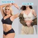 PRETTYWELL Wireless Bras for Women Molded Cup Comfort Seamless Push up No Underwire V-Neck Everyday Bra A to D Cup (Black, XXL)