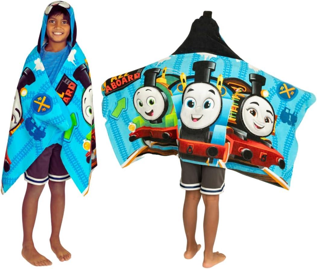 Thomas & Friends Kids Super Soft Bath/Pool/Beach Soft Cotton Terry Hooded Towel Wrap, 24 in x 50 in, (100% Officially Licensed Product) By Franco