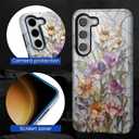 CARLOCA Case for Samsung Galaxy S23,Vintage Botanical Mosaic Flowers Design- Hybrid Dual Protection Soft TPU + Hard PC, Shockproof & Anti-Scratch Cover Men Women Stylish Protective Phone Case
