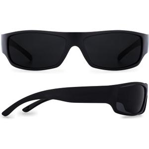 grinderPUNCH Mens Black Super Dark Sunglasses - Slim Wrap Around Gangster Style