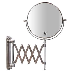 Deco Brothers Wall Mount Extendable Mirror, 8 Inch Double Sided with 7X Magnification, Nickel