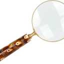 Handheld Magnifying Glass/Brass Magnifier with Elegant Handle for Precise Reading and Inspection (Design 3)