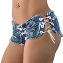 Yollmart Women Sexy Cut Off Low Waist Denim Jeans Shorts Mini Hot Pants (Small, Blue)