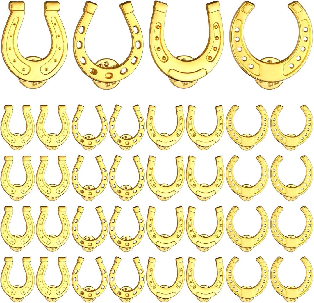 Landical 48 Pcs Horseshoe Pins Bulk Cowboy Cowgirl Western Enamel Lapel Pin Western Party Favor for Clothing Bag Hat Decor Jewelry Gift