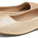 DREAM PAIRS Women's Sole-Simple Wide Width Flats, Ballerina Walking Flats, Comfortable Slip on Shoes (5.5, Gold/Glitter)