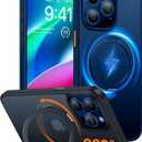 TORRAS Upgraded 360 Rotatable Magnetic Ring for iPhone 15 Pro Max Case, Fit for MagSafe with Stand Ring Holder, 16FT Mil-Grade Shockproof Translucent for iPhone 15 Pro Max Phone Case Ostand, Blue