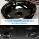 4 Pack Black Porcelain Burner Drip Pan By AMI PARTS - Replacement for Ge Hot-point Range Cooktop Includes 1 8-Inch and 3 6-Inch Drip Pans