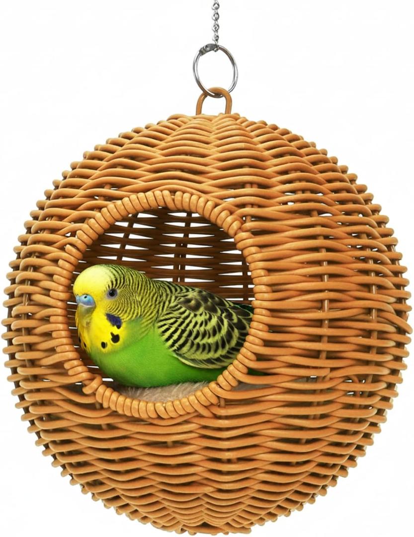ZENFUN Steel Frame Bird Nest for Cage, Washable Small Bird Bed Chewproof with Plush Pad, Hammock Hideout Lay Eggs Parakeet Nest Sleep, Parakeet Warm Bed House Hut for Lovebird, Canary, Budgie, Finch