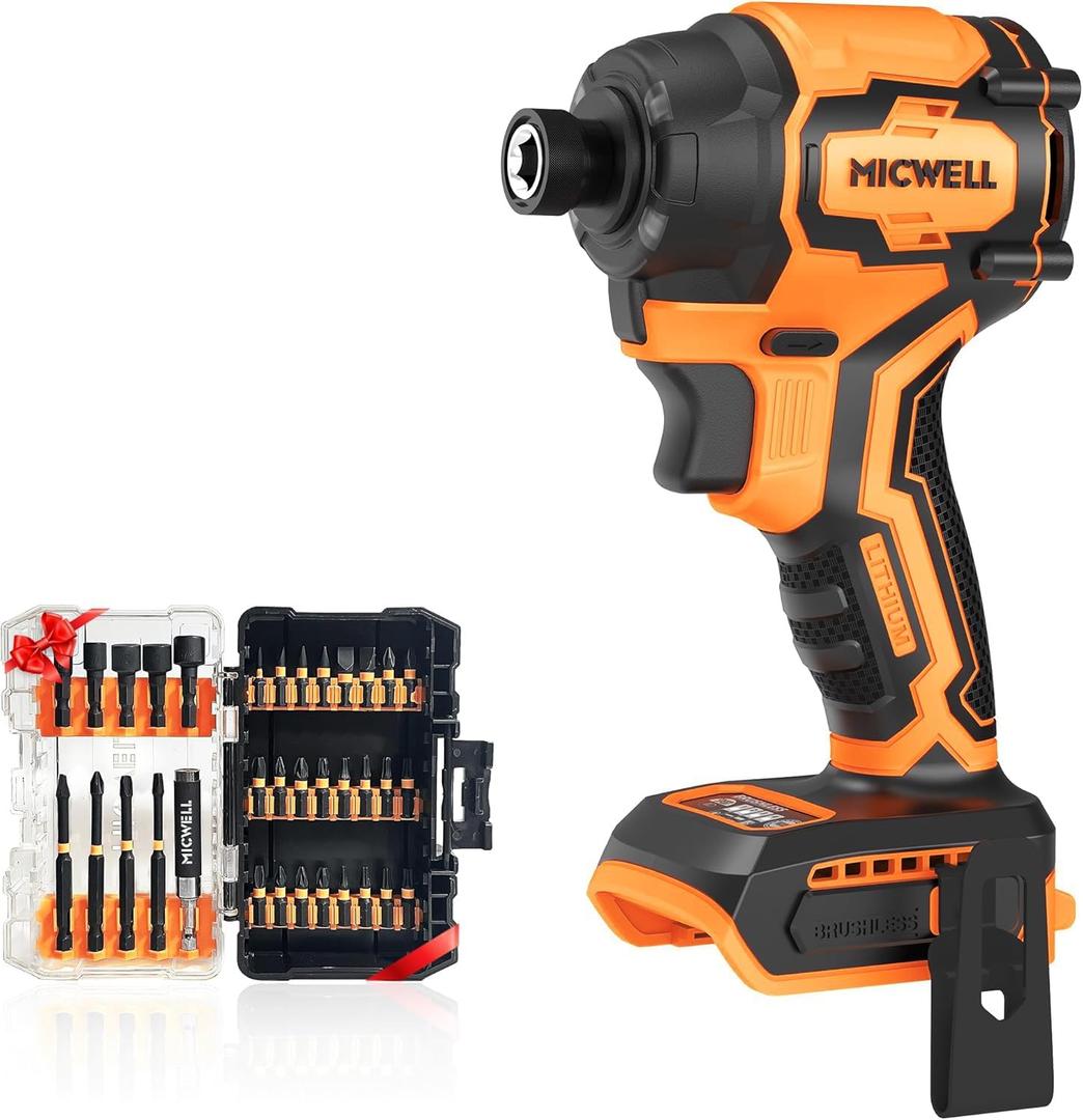 Cordless Impact Driver (Tool Only) for Dewalt 20V Max Battery, Up to 2300 In-lbs Brushless1/4" Impact Driver, 4-Speed Lightweight Power Impact Drivers with Tool Bag, LED Light