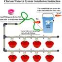 Complete Set Pipeline Automatic Chicken Watering System, 1/2" PVC Tee Fittings & PVC Pipe & Garden Hose, Chicken Water Cups, Poultry Waterer, Automatic Chicken Waterer, Chicken Nipple Waterer