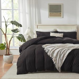 H HOUSEHOLD Jersey Knit Cotton Duvet Cover Set Bedding Set Soft Knit Comforter Cover King Size 3 Pieces Bedding Set 1 Duvet Cover 2 Pillowcases King Duvet Cover Set