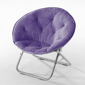 Urban Lifestyle Faux Fur Saucer Chair,Purple/Silver, 22" D x 32" W x 29" H, Cozy Foldable Accent Chair for Teens, Kids, Dorms & Bedrooms