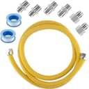 72" Dryer Gas Line Hose/Appliance 3/4 Flexible Natural Gas Line with Connector 1/2" MIP 1/2"FIP 3/4"MIP Fitting,5/8" OD(1/2" ID) Gas Range Connector Kit for Gas Stove,Dryer,Water Heater-by MIFLUS