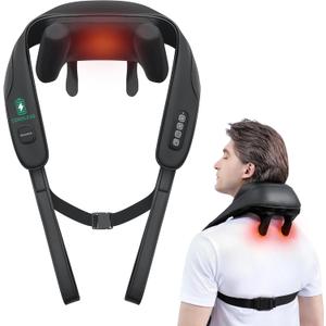 Medcursor Neck Massager, Cordless 4D 6 Massage Nodes Deep Tissue Kneading Massage for Pain Relief, Massager for Neck Back Shoulder, Office, Home & Car