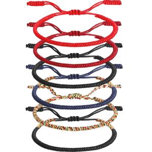 Yinkin 6 Pcs Tibetan Bracelet Buddhism Handmade Knot Rope Bracelet Woven Thread String Bracelet Lucky Multicolor String Thread for Men Women Friendship Couple