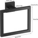 2 Pcs Square Towel Rings Black Hand Towel Holder Wall Mounted Hand Towel Rack Stainless Steel Kitchen Towel Holder Hand Towel Bar Bathroom Accessories for Towel Storage (Matte Black)