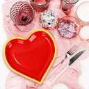 JarThenaAMCS 40Pcs Valentine's Paper Plate Gold Foil Heart Disposable Dessert Plate Red Dinnerware Plate for Wedding Anniversary Party Supplies, 7.3 In