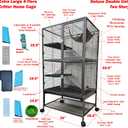 X-Large 31"x18.5"x53.5"H Deluxe Double Unit 4-Tiers Tight 1/2-Inch Bar Spacing Large Front Doors Water Bottle Food Bowl Feisty Ferret Hammock Squirrel Chinchilla Rat Small Animal Critter Rolling Cage