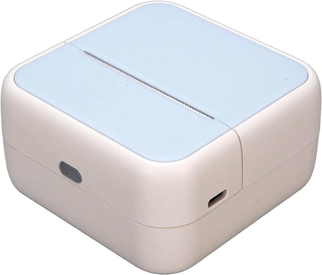 Hyuduo Portable Thermal Label Printer with BT, 57mm Width, 1500mAh Battery, 5 Paper Rolls, Blue, Compatible with iOS, for Tickets, Labels, Barcodes