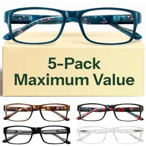 Gaoye 2.25 Professional Reading Glasses for All Day - Computer Readers with Blue Light Protection - Value Pack