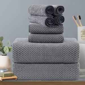 8-Piece Gray Bath Towels Set,2 Oversized Large Bath Towels Sheet,2 Hand Towels and 4 Washcloths - 600 GSM Soft Luxury Towel Set,Highly Absorbent Quick Dry Towel Collection for Bathroom,Hotel and Spa