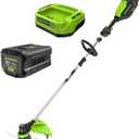 Greenworks 80V 16" Brushless Cordless String Trimmer, 2.0Ah Battery and Charger Included (Black)