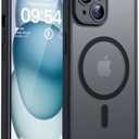 TOCOL for iPhone 15 Case, Compatible with Magsafe, Full Camera Protection, Built-in Magnetic Ring, Drop Protection, Translucent Matte Phone Case for iPhone 15 6.1 inch (Black)