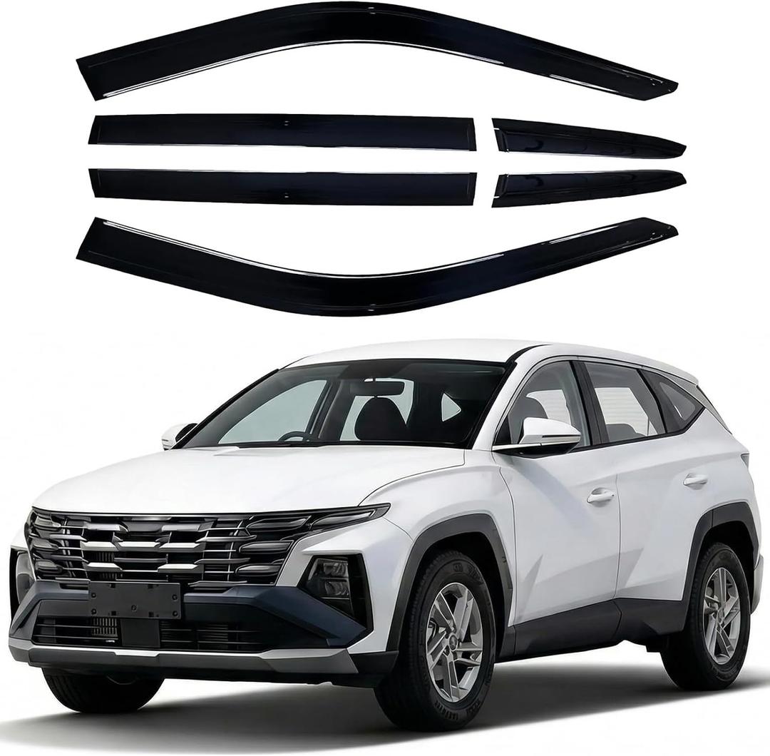 Rain Guards Window Visors 6 Piece for Hyundai Tucson 2022-2026
Window Deflectors, Out-Channel Vent Shades,Car Accessories Wind Deflector Sun Guard