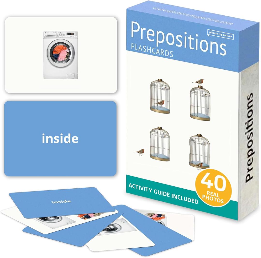 Picture My Picture Prepositions ABA Therapy Cards, 40 Real Photos, Age 3+, 5.9" x 3.9"