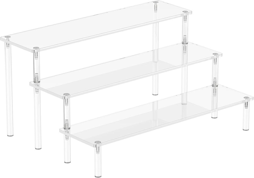 Aredpoook Acrylic Display Risers, 3 Tier Perfume Organizer Stand, Clear Cupcake Stand Holder, Large Shelf Risers for Figures, Dessert Shelves for Party, Display Shelf for Decoration and Organizer