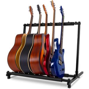 AODSK 5 Multi Guitar Stand Rack with Folding Design,Multiple Guitars Stand,Portable Black Guitar Holder,Black Guitar Display Holder for Guitar & Bass,Studio & Home (Square-5 Holder)