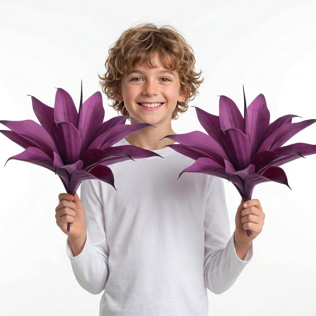 Artificial Flowers for Outdoors Artificial Agave Fake Plants Faux Agave Artificial Plants Outdoor Fake Flowers Outdoor Faux Plants Indoor Uv Resistant Artificial Plants 14.2In(Purple，2pcs)