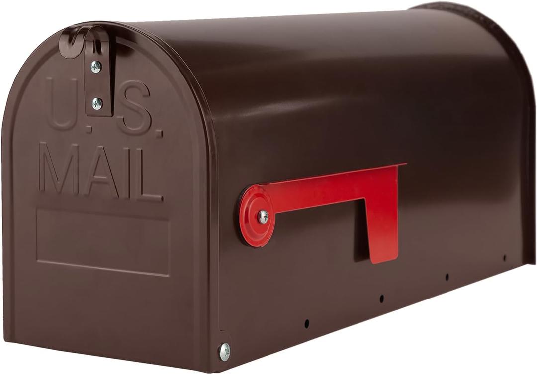Bronze Metal Mailbox Post Mount, RAINHOL Medium Compacity Mail Box, Galvanized Steel Standard Mailboxes for Outside, 20 x 8.7 x 6.7 inches