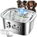 Stainless Steel Dog Water Fountain for Large Dogs,3Gallon Extra Large Capacity Big Pet Water Fountain with 4 Filters,Automatic Dog Fountain Water Bowl Dispenser Indoor,Quiet Pump,Dishwasher Safe