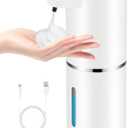 Automatic Foaming Soap Dispenser,Touchless Soap Dispenser with 4 Adjustable Foam Levels,Wall Mounted and USB Rechargeable,12.8oz Large Capacity for Bathroom,Kitchen Sink,Dish Soap,White 1, Foam x1