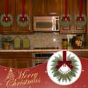 Dingion 8 Pcs 9.8" Small Christmas Cabinets Wreaths Mini Wreaths for Kitchen Window Chair Backs with Ribbon Bell Artificial Greenery for Farmhouse Holiday Decoration(Velvet,Classic,Deep Red)