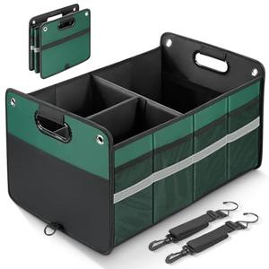 WINHUNT Car Trunk Organizer, Car Storage Organizer, Collapsible Multi Compartment for Car, Suv, Sedan, Truck, 100L, Extra Larger (Green, 78L)