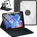 OYEEICE Keyboard Case for iPad 6th Generation 9.7 inch - 7 Color Backlit Detachable Wireless Keyboard, Upgraded Magnetic Cover with Pencil Holder for iPad Air 2nd Generation & iPad 6th/5th Gen - Black