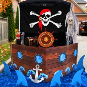 Pirate Trunk or Treat Halloween Decorations Kit with Shark Fins & Anchor
